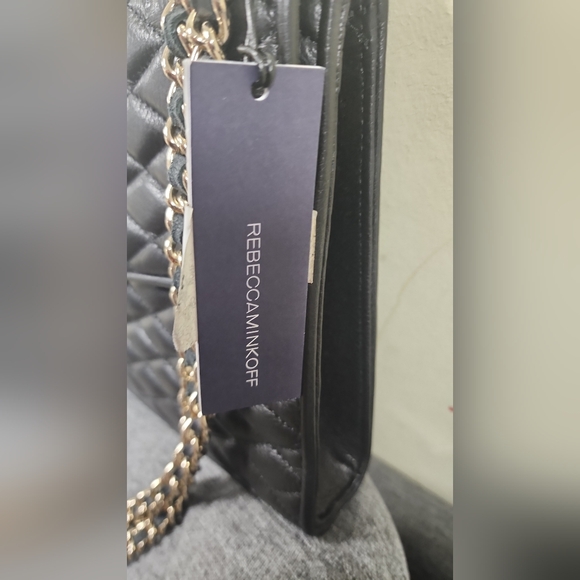 NWT Rebecca Minkoff large Quilted Affair Black Gold - Picture 2 of 11